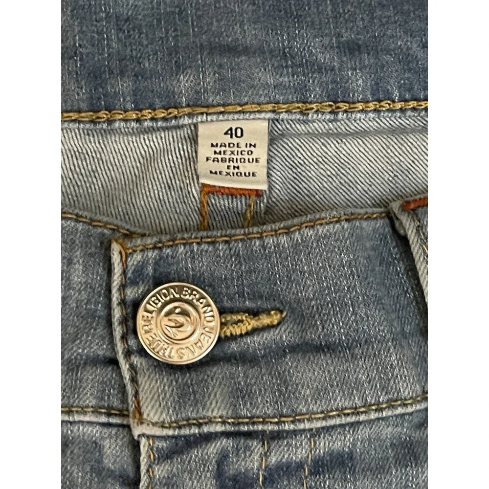 True Religion Relaxed Straight Mens 40 x 32 Flap Pocket Blue